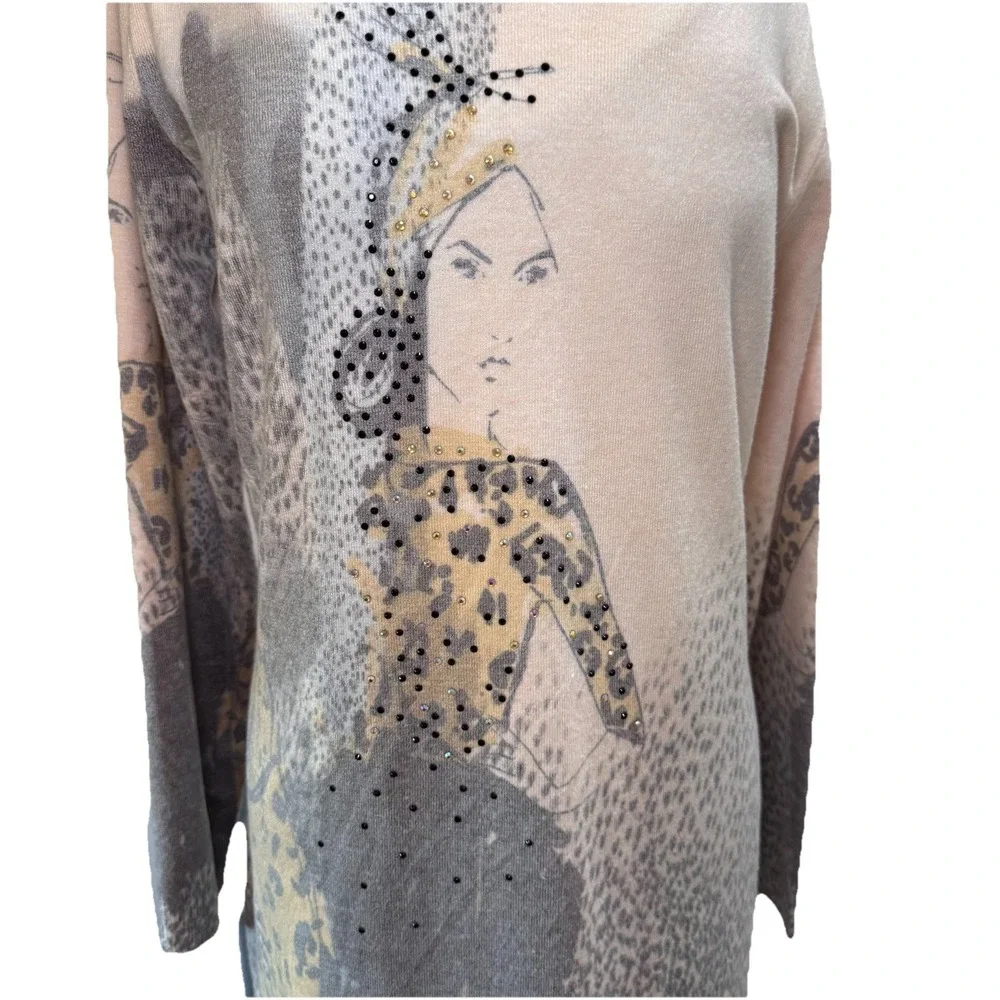 Sempre Woman's Dress Designed In‎ Italy Human Artwork Leopard Sz M